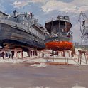 Refurbishment of cargo ship Leningrad 1967 oil on canvas 80x102